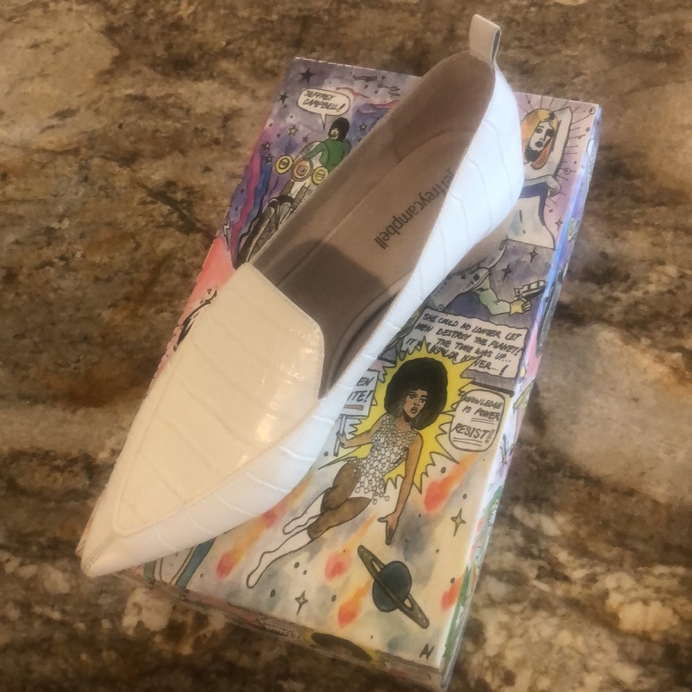 Jeffrey Campbell Viona white croc leather pointed-toe flats 9.5m like NEW - Picture 5 of 7